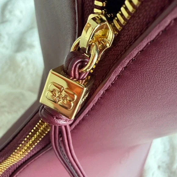 GANNI Burgundy Leather Shoulder and Crossbody Bag - Picture 4 of 15